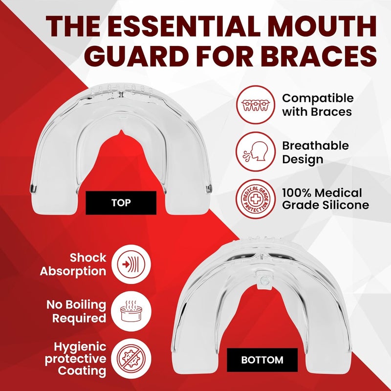 SAFE GRIN Braces Mouth Guard for Braces for Sports - Premium Silicone Upper & Lower Teeth Protection - Football, Lacrosse, Hockey, Baseball - Fit for Youth and Teens - Image 5